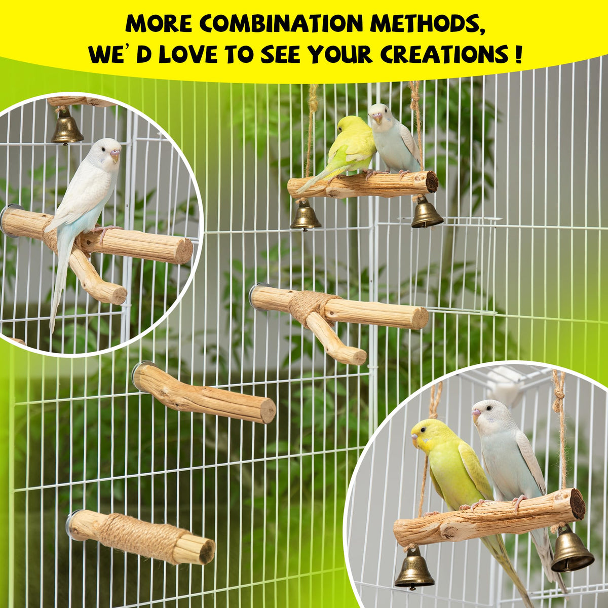 Photo inspiration: Pecirvoli Natural Solid Wood Bird Perch And Swing Photo Inspiration