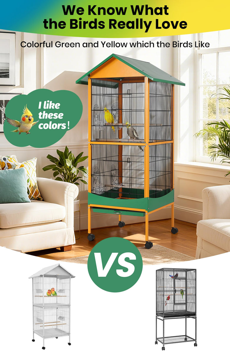 Garvee Bird cage, 66''H Extra Large Bird Cage, w/Removeble Tray, Water ... - Extra Large Bird Cage For Family Living Room