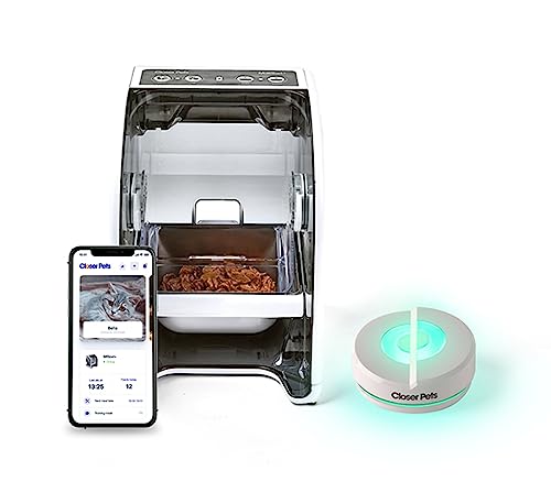 Closer Pets MiBowl+ Smart Microchip Pet Feeder and Hub Bundle with Stainless Steel Insert and Ice Pack - for Cats and Small Dogs – North American Version (Apple iOS Compatible only)