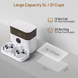iPettie Automatic WiFi Pet Feeder for 2 Pets, 5L/21 Cup Capacity, 1-10 Meals Per Day, Adjustable Bowl Height, Smart Dog Cat Feeder with 2 Stainless Steel Bowls, Voice Recording, 2.4G WiFi App Control