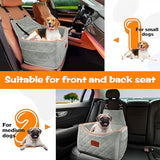 DAIIST Dog Car Seat for Small Dogs Memory Foam Dog Booster Seat, Anti-Slip and Washable Elevated Pet Car Seat for Small Medium Dogs 25lbs (Light Grey)