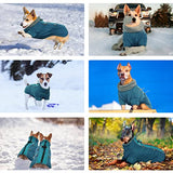 IDOMIK Warm Dog Coats with Harness, Waterproof Dog Jacket for Small Medium Large Dogs, Fleece Lined Dog Winter Snowsuit Coat, High Collar Dog Winter Jacket Vest Clothes for Cold Weather,Turquoise S
