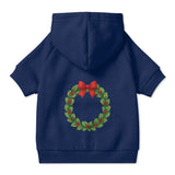 Pet Hoodie with Christmas Wreath and Red Bow