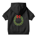 Pet Hoodie with Christmas Wreath and Red Bow