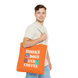 Books, Dogs, and Coffee Tote Bag - Fun Canvas Bag for Book Lovers and Dog Owners