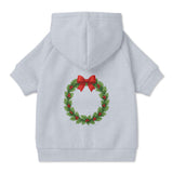Pet Hoodie with Christmas Wreath and Red Bow