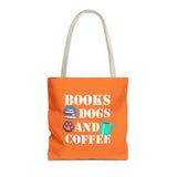 Books, Dogs, and Coffee Tote Bag - Fun Canvas Bag for Book Lovers and Dog Owners