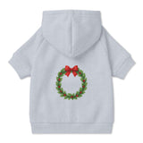 Pet Hoodie with Christmas Wreath and Red Bow