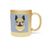 Metallic Pug Mug — Silver/Gold Ceramic Coffee Cup with Cute Pug Portrait