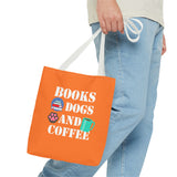 Books, Dogs, and Coffee Tote Bag - Fun Canvas Bag for Book Lovers and Dog Owners