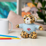 Plush Bear with Paw-Print Tee — Cute Gift for Kids & Pet Lovers