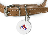 Red White & Blue Paw Print Pet Tag