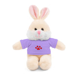 Plush Bear with Paw-Print Tee — Cute Gift for Kids & Pet Lovers
