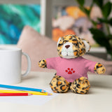 Plush Bear with Paw-Print Tee — Cute Gift for Kids & Pet Lovers