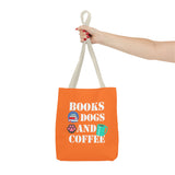 Books, Dogs, and Coffee Tote Bag - Fun Canvas Bag for Book Lovers and Dog Owners