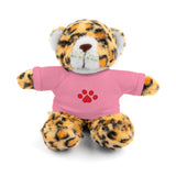Plush Bear with Paw-Print Tee — Cute Gift for Kids & Pet Lovers