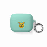 Cat Face AirPods Case — Cute Yellow Cat Keyring Cover for AirPods & AirPods Pro