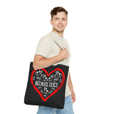 Because Dogs Tote Bag – Cute Dog Lover's Black Tote for Everyday Use