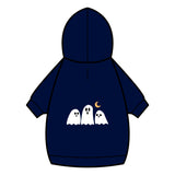 Halloween Ghost Pet Hoodie with Collar Hole — Cute Ghost Trio & Moon
