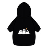 Halloween Ghost Pet Hoodie with Collar Hole — Cute Ghost Trio & Moon