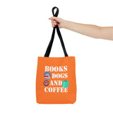 Books, Dogs, and Coffee Tote Bag - Fun Canvas Bag for Book Lovers and Dog Owners