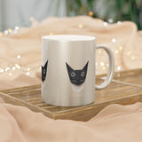 Metallic Cat Mug — Minimal Origami Black Cat Coffee Cup (Silver/Gold)
