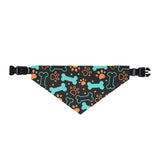 Blue & Orange Bone Pet Bandana Collar — Cute Colorful Dog Neck Scarf