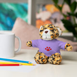Plush Bear with Paw-Print Tee — Cute Gift for Kids & Pet Lovers