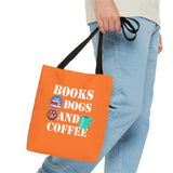 Books, Dogs, and Coffee Tote Bag - Fun Canvas Bag for Book Lovers and Dog Owners