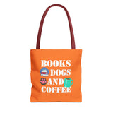 Books, Dogs, and Coffee Tote Bag - Fun Canvas Bag for Book Lovers and Dog Owners