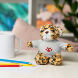 Plush Bear with Paw-Print Tee — Cute Gift for Kids & Pet Lovers