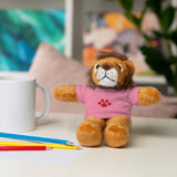 Plush Bear with Paw-Print Tee — Cute Gift for Kids & Pet Lovers