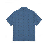 Men's Blue Palm & Bird Hawaiian Camp Shirt — Lightweight Linen-Texture AOP