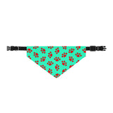 Clip-on Pet Bandana — Red Paw Print Design