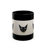 Black Cat Origami Mug — Ceramic Coffee Cup for Cat Lovers