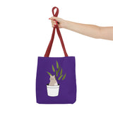 Cute Cat in Plant Tote Bag - Purple Floral Eco-Friendly Bag for Cat Lovers