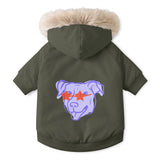 Purple Star-Eye Pup Dog Parka Jacket — Hooded Quilted Coat for Small Dogs
