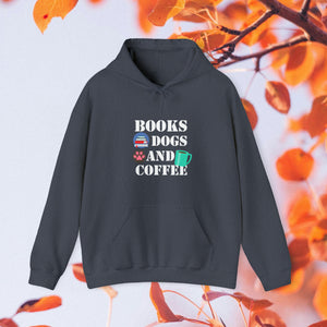 dogs books coffee hoodie