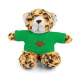 Plush Bear with Paw-Print Tee — Cute Gift for Kids & Pet Lovers