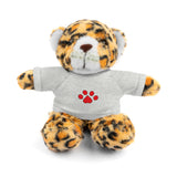 Plush Bear with Paw-Print Tee — Cute Gift for Kids & Pet Lovers