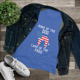 Women’s Patriotic Dog T-Shirt – American Flag Dog Graphic Tee