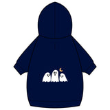 Halloween Ghost Pet Hoodie with Collar Hole — Cute Ghost Trio & Moon