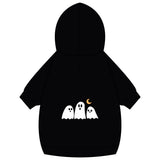 Halloween Ghost Pet Hoodie with Collar Hole — Cute Ghost Trio & Moon