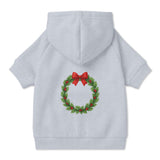 Pet Hoodie with Christmas Wreath and Red Bow