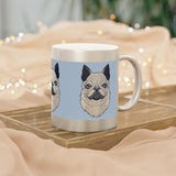 Metallic Pug Mug — Silver/Gold Ceramic Coffee Cup with Cute Pug Portrait