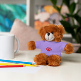 Plush Bear with Paw-Print Tee — Cute Gift for Kids & Pet Lovers