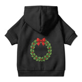Pet Hoodie with Christmas Wreath and Red Bow