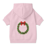 Pet Hoodie with Christmas Wreath and Red Bow