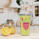 Cat in Wine Glass Tumbler with Straw — Cute Wine Lover Travel Cup