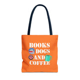 Books, Dogs, and Coffee Tote Bag - Fun Canvas Bag for Book Lovers and Dog Owners